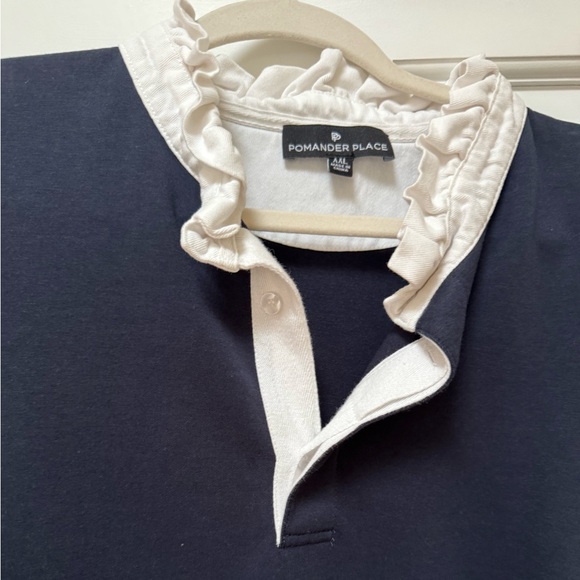 Tuckernuck Pomander Place Navy Charlotte Terry Top - Picture 3 of 6